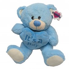30412-8B:  20cm Blue BEAR WITH HEART